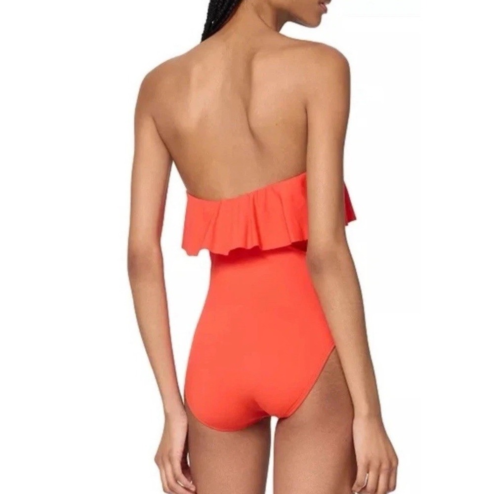 New KATE SPADE Sz XS Ruffle One Piece Green Swimsuit Strap Liner Fern Moss NWOT - Picture 9 of 9